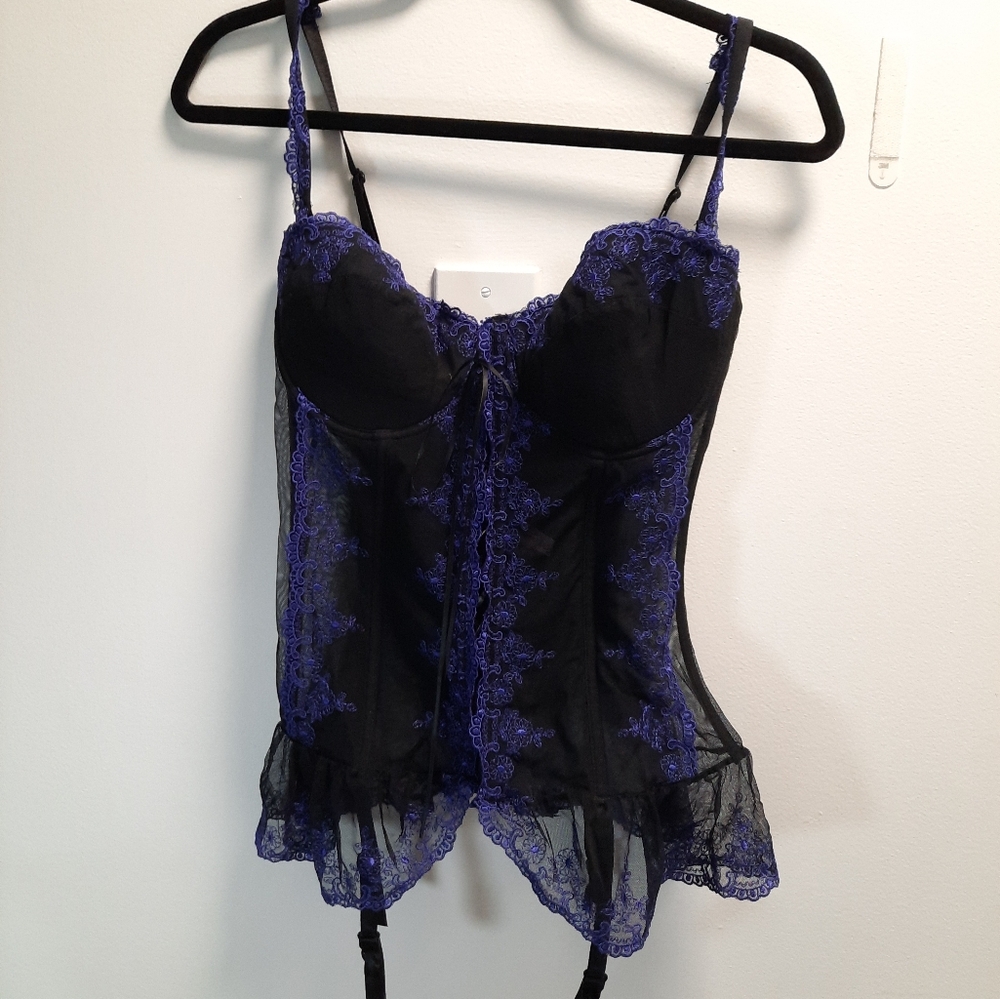 Indigo Purple Floral Mesh Bustier